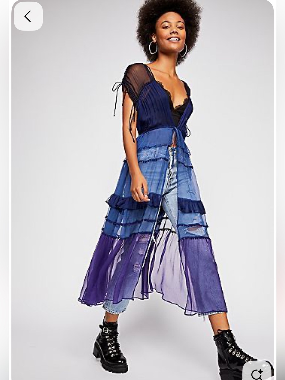 Free People NFC Capri color block Chiffon kimono Duster